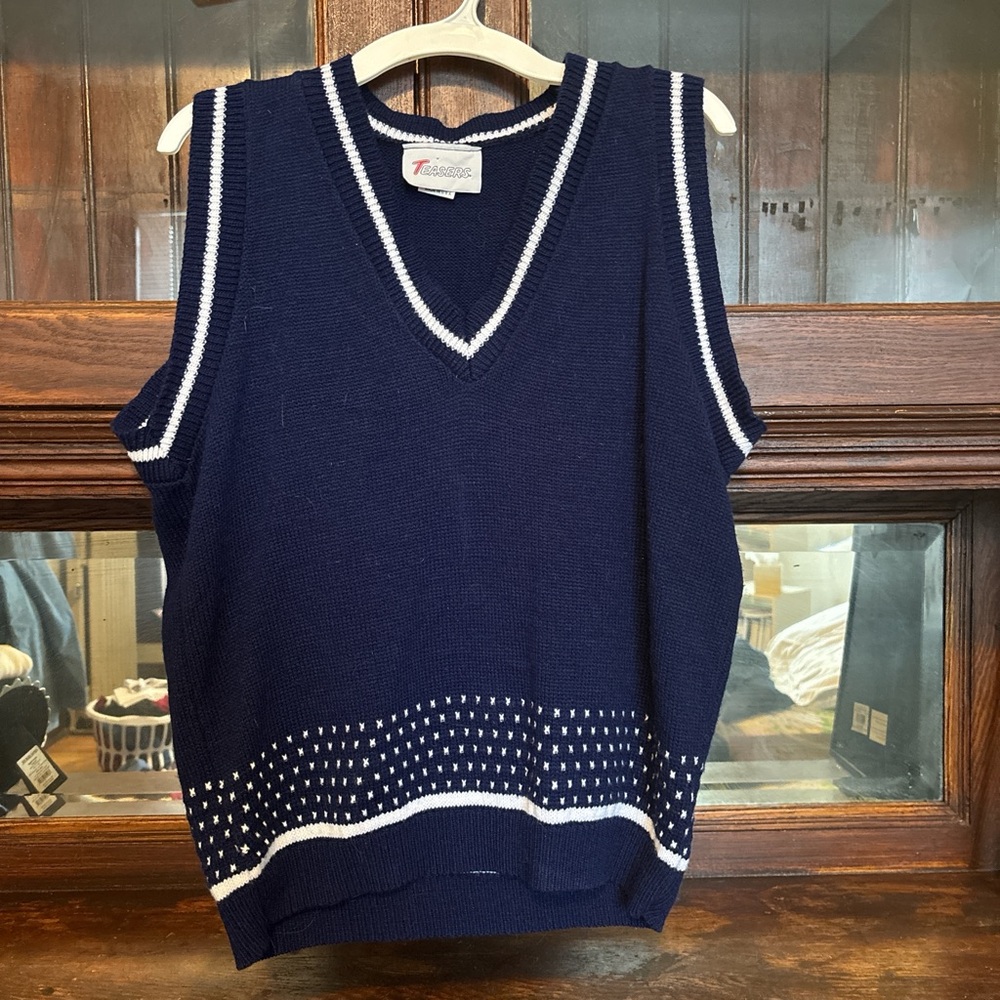 Blue knit sweater vest